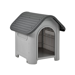 [en.casa] Caseta de plástico para Perros - gris / negro - PVC - 75 x 59 x 66 cm características