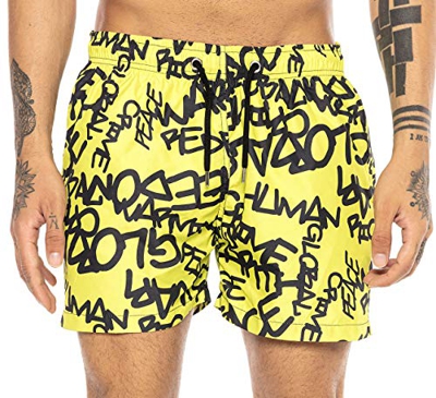 Redbridge Bañador Corto y Secado rápido para Hombre Graffiti Tag Amarillo XL