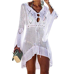 UMIPUBO Vestido de Playa Mujer Suelto Pareos Playa V-Cuello Camisolas y Pareos Ganchillo Vendaje Bikini Traje de Baño Cover up Tunica Talla Grande características