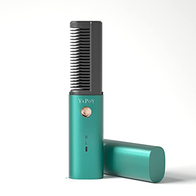 YAPOY Planchas para el pelo Cepillo Alisador con batería recargable de 2600 mAh peine alisador de cabello con función anti-escaldado, Dientes chapados