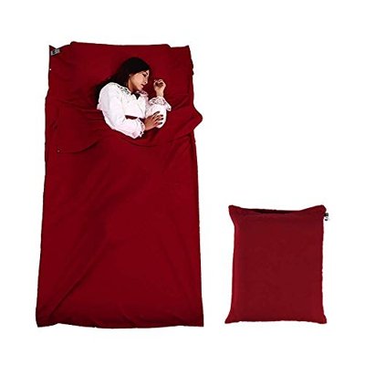 Sooair Saco de dormir de viaje ultra ligero y fino, ideal para hostales, cabañas de montaña y albergues juveniles (rojo)
