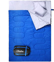 Saco de Dormir Doble, Ohuhu Saco de Dormir con 2 Almohadas, Cuatro Doble Tiradores de la Cremallera, Temperatura Cómodo: 0 ° C ~ 10 ° C(3kg) / -5 ° C  características