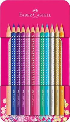 Faber-Castell - Sparkle Colour Pencil,12 Pc In Tin Box (201737) TOY NUEVO