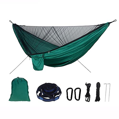 Ysislybin Hamaca exterior con mosquitera y lona impermeable, hamaca de camping con lona y suspensión para jardín, senderismo, viajes, capacidad de car
