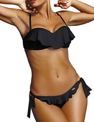 Traje de Baño para Mujer Volante en el Pecho Corbata Lado Inferior 2 Piezas Bikini Conjunto características