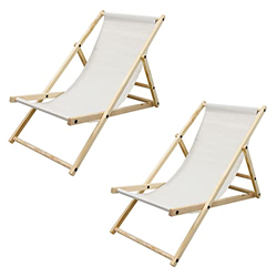 ECD Germany 2X Silla de Playa Madera de Pino 3 Posiciones de Reclinación Plegable Tumbona Tradicional de Sol para Jardín o Balcón Beige Impermeable ha precio