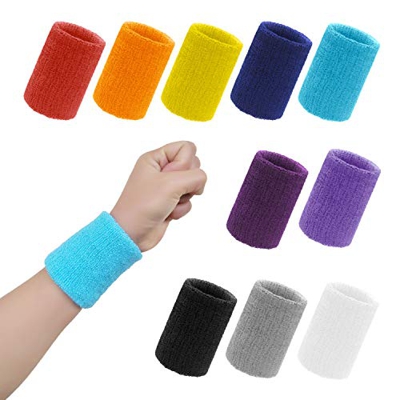 Muñequera de Deportes, Shanmei Suave Elástica Algodón Muñequeras, 10 Piezas Multicolor Muñequeras Gym para Hombres y Mujeres, Tenis, Correr, Hacer Eje