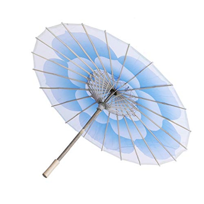SUPVOX Impermeable Hecho a Mano japonés Chino Aceite Papel Paraguas sombrilla de bambú Impresa Flor Paraguas (Azul)