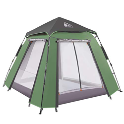 Hewolf Tienda domo Tienda emergentes de 3-4 postes Tienda de campamento automática impermeable con porche, 2 puertas 2 solapas Tienda de doble capa pa características