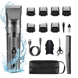 Cortapelos para hombres, SUPRENT Kit de corte de pelo inalámbrico impermeable, Profesional de pelo Trimmer con Titanio & hoja de cerámica, 5 configura precio
