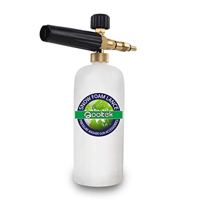 Qooltek Cañón de espuma ajustable Botella de 1 litro Lanza de espuma de nieve Boquilla dispensadora de jabón para Bosch Aquatak Aqt Nuevo tipo de lava