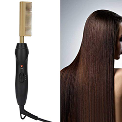 Peine para alisar el cabello, peine en caliente Alisador para el cabello Peine calentado Cepillo para alisar la barba 2 en 1 Peine de calentamiento el en oferta
