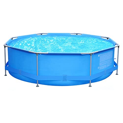 Sekey 3 m Piscina de suelo, piscina de jardín de verano redonda octogonal, piscina con estructura de metal Ø 300 x 76 cm - Azul