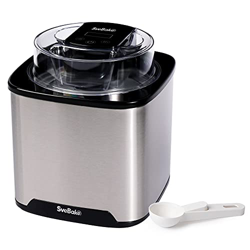 SveBake Heladera con recipiente de congelador de 2 litros y chasis de acero inoxidable – Temporizador digital LED y apertura de tapa, máquina de helad precio