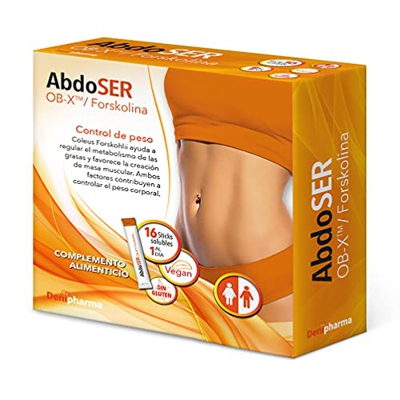 Abdoser - 16 sticks - Elimina la grasa acumulada en abdomen y muslos - Adelgazante con OB-X y Forskolina - Quemagrasas - Detox - Caja 16 sobres - 1 al