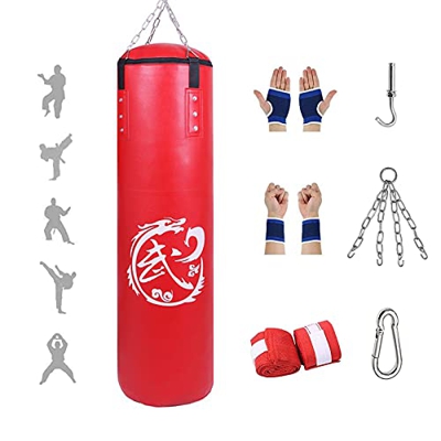 Saco de Boxeo Set para colgar - Sacos de Boxeo para adultos, cuero de PU de alta calidad, artes marciales, Kickboxing, Muay Thai, Entrenamiento de MMA