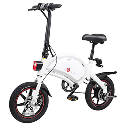 DYU D3+ Bicicleta Eléctrica Plegable, Motor de 250W hasta 25 Km/h, Bateria de Litio 10Ah, duración de la batería 65-70 Km, 14 Pulgadas Bici Electrica  precio