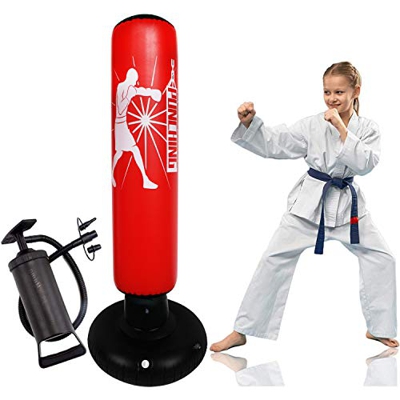 Senston Saco de Boxeo Hinchable para Fitness, Punching Ball Hinchable de Pie, Boxing Bag para Adolescentes