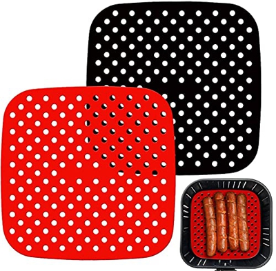 Revestimientos para freidoras de aire Accesorios cuadrados de silicona antiadherente pack de 2 (8.5inch/22cm)