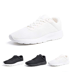 Zapatillas de Running Hombre Mujer Deportivas Casual Gimnasio Zapatos Ligero Transpirable Sneakers Blanco 44 EU en oferta