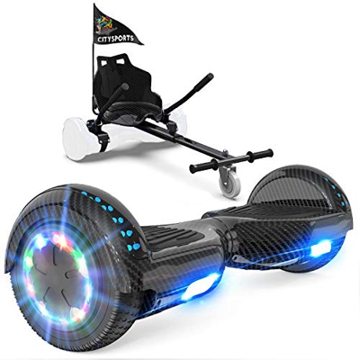 GeekMe Patinete Eléctrico Auto Equilibrio con Hoverkart,Hover Scooter Board, Balance Board + Go-Kart 6.5 Pulgadas con Bluetooth, Luces LED, Regalo par