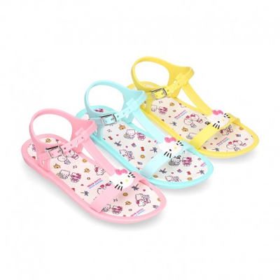 Cangrejera Niña Tipo Sandalia Con Hello Kitty Para Playa Y Piscina. 24 Amarillo