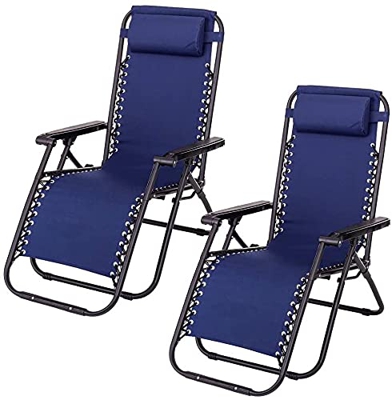 TIENDA EURASIA® Pack 2 - Tumbona Plegable Multi-Posiciones para Jardín - 95x65x105cm - Ideal para Uso en la Terraza o Jardín (Azul)