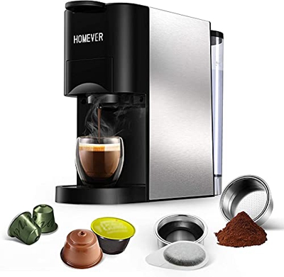 Cafetera, cafetera Homever 4 en 1 con varias cápsulas, adecuada para cápsulas de café grandes/pequeñas, cápsulas de té y café en polvo, 19 bar, ideal