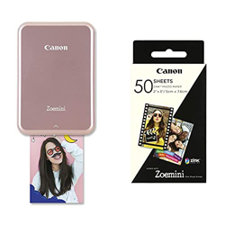 Canon Zoemini Pv-123 - Mini Impresora (Bluetooth, USB, 314 x 600 PPP, Mini Print) Color Rosa + Zoemini Zink - Hojas de Papel fotográfico en oferta