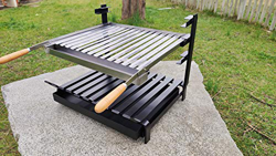 Parrilla Argentina Inox con Recoge-grasas para Barbacoas de Obra y Suelo de Chimenea | Asador Portátil de 3 Alturas con Cajón Recoge-cenizas | Para Ca precio