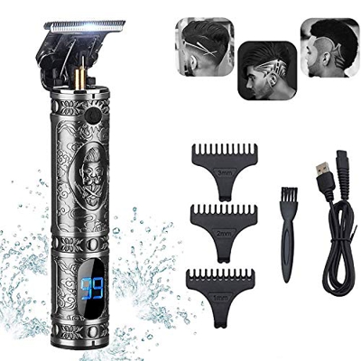 cortadora de cabello profesional para hombres, maquinilla de afeitar inalámbrica recargable con pantalla LED, maquinilla de afeitar eléctrica de 0 mm 
