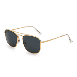 JIM HALO Gafas de Sol Retro Aviador Cuadradas Lente de Vidrio Plano Metal Anteojos Hombre Mujer(Dorado/Gris) características