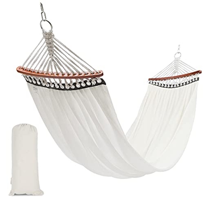 Sekey Hamaca para Jardín, Hamaca Ultraligera 210×160 cm con Bolsa para Acampar en Interiores al Aire Libre Jardín, Capacidad de 300 KG, Beige