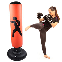 Liukouu Saco de Boxeo de pie Inflable, Saco de Arena de 25.6"con Columna, Vaso para niños y Adultos Fitness Sport Stress Relief Target Boxing(Naranja) características