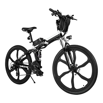 Bicicleta Eléctrica E-Bike Plegable, Bicicleta Eléctrica de 26" para Hombres de 250W con batería extraíble de 8Ah, Shimano de 21 velocidades, Biciclet