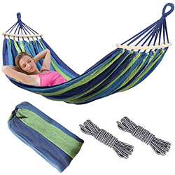 Speyang Hamaca para Acampar de Algodón para Jardín, Individual o Doble, Hamaca de Viaje con 40CM Travesaños de Madera，Hamaca Ligera para Exterior, Int en oferta