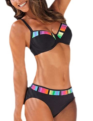 TOPLAZA Bikini Mujer Top Push Up con Aros Braga Estampado de la Barra de Degradado