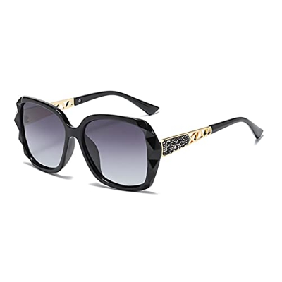 Lidiper Gafas de Sol para Mujer, Polarizadas UV400 Protección Gran Tamaño Gafas de Sol para Señoras con Incrustación de Diamante - Negro