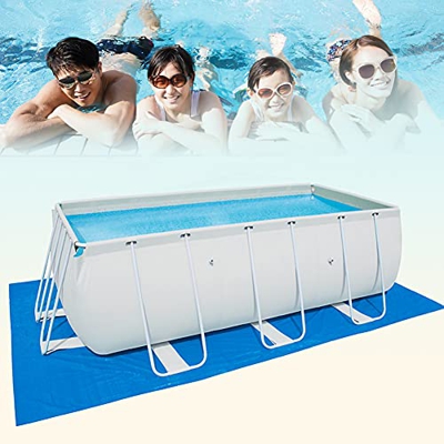 Rongchuang Piscina de Piscina Rectangular, Tela de Piso Plegable de Lona Azul, Estera Protectora de La Piscina para La Piscina de La Piscina sobre El 