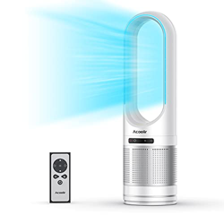 Ventilador de Torre sin Aspas, Purificador de Aire con Filtro HEPA H13, Oscilación de 80°, 8 Velocidades, 8 Horas de Temporizador, Ventilador Silencio en oferta