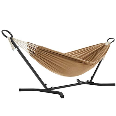 SONGMICS Hamaca con Soporte, Hamaca de 210 x 150 cm, 5 Alturas Ajustables, Portátil con Estructura de Metal, Carga de 240 kg, Patio, Jardín, Soporte N