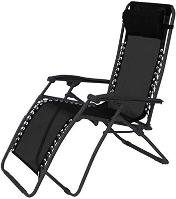 Tienda Eurasia - Tumbona Relax Plegable Multi-Posiciones de Jardín/terraza, Gravedad Cero, 95x65x105cm, Negro.