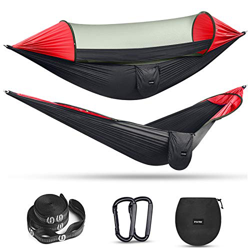 G4Free Hamaca de camping grande con mosquitera, para 2 personas, paracaídas emergentes, ligera, para colgar, con correas de árbol, hamaca para exterio precio