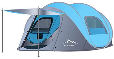 EZOLY Tienda de campaña para 3 – 4 Personas, Tienda de campaña instantánea de 2 Segundos, Impermeable, Resistente al Viento, antiUV, para la Familia(A