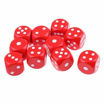 10 à Six Côtés D6 Dés pour Jeux DE Société, Fait DE Bois - Rouge J4V4 J4V4
