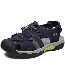 VTASQ Sandalias Hombre Verano Piel, Aire Libre Deportivas Playa Antideslizantes Zapatos Senderismo Sandalias con Punta Cerrada Zapatos de Senderismo A características