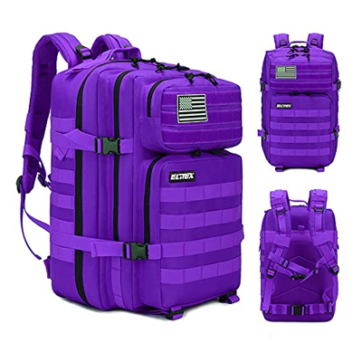 Mochila 45L Táctica Militar Bandera USA Impermeable para Crossfit Caza Aire Libre Deportes Gimnasio Portatil Oxford 900D (Violeta)
