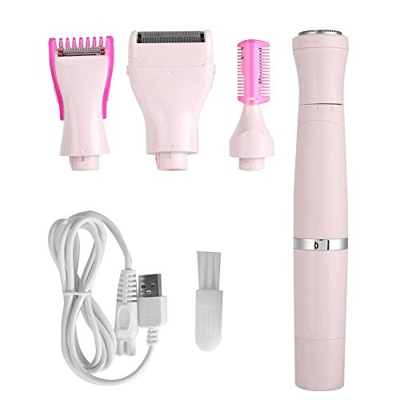 Depiladora Corporal Mujer, 4 en 1 Maquina Depilar Bikini Recortador Rasuradora Electrica, Afeitadora sin Dolor Removedor de Vello USB Rechargable Depi