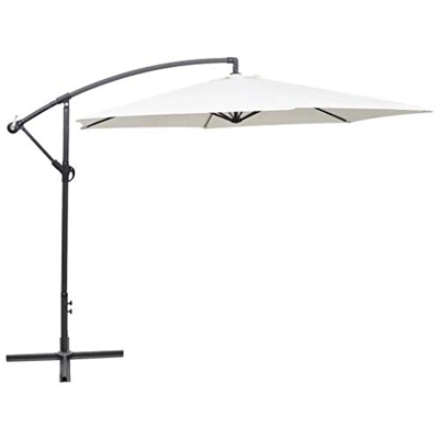 Cikonielf Sombrilla Colgante, Parasol Excéntrico de Jardín protección Solar UV a Prueba de Viento Sombrilla Parasol para Jardín Blanco 300 x 248 cm