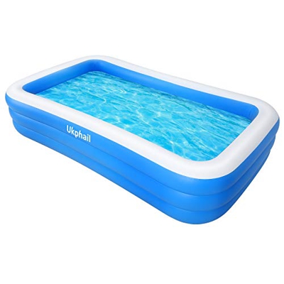 Ukphail Piscina Hinchable Familiar, Piscina Niños, 305 x 180 x 66 cm Piscina Hinchable Rectangular Grande para Niños, Adultos, Jardín y Al Aire Librel